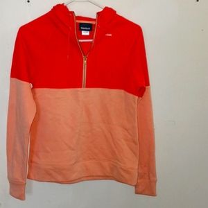 Half zipper two tone orange Reebok pull over hoody